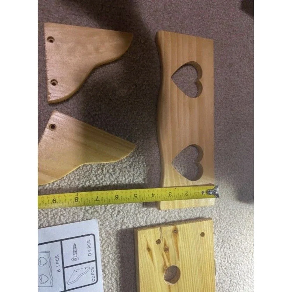 Vintage Wood Hair Dryer & Curling Iron Holder Kit DIY Country Heart Wall Mount